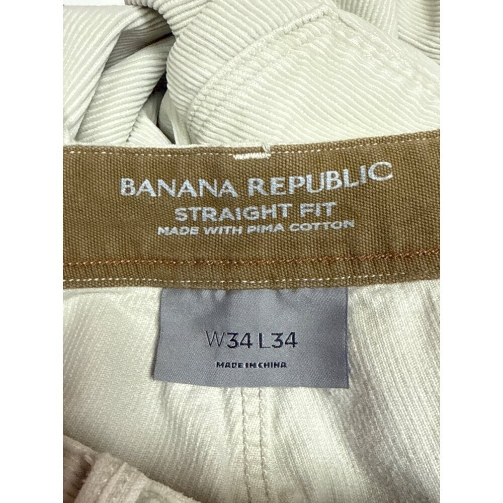 Banana Republic Men's Pants Straight Fit Tan Corduroy Pima Cotton Size 34 - Picture 8 of 9